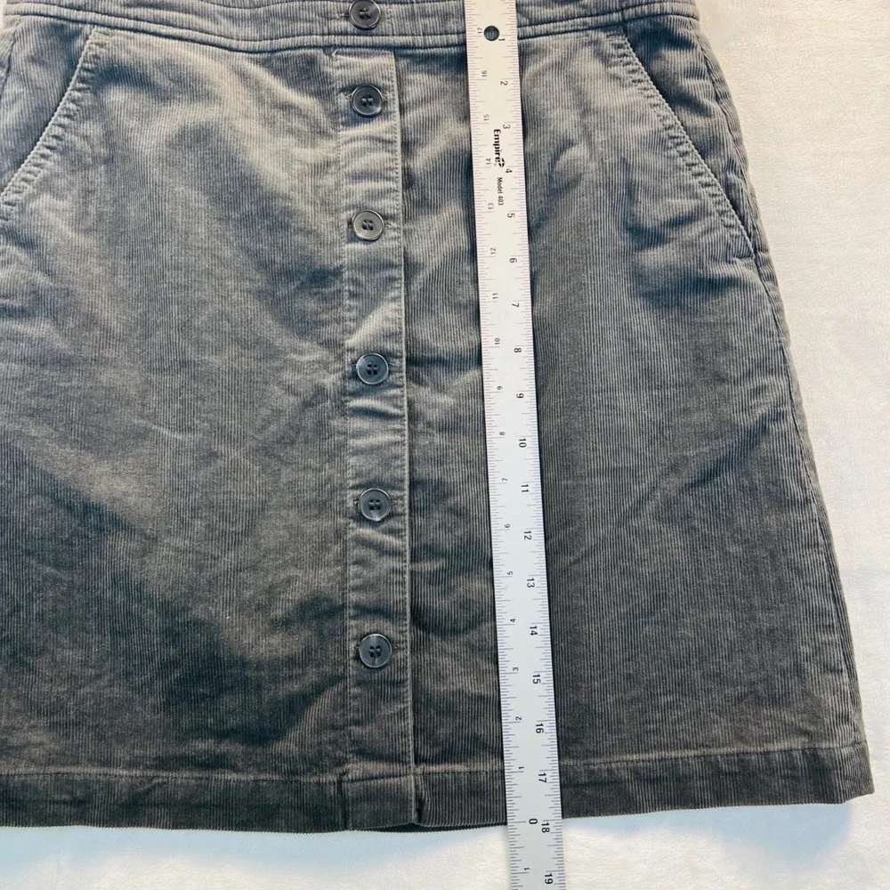 J.Crew Womens Gray Corduroy Button Front Mini Skirt Size 6 A-Line Pockets 1087